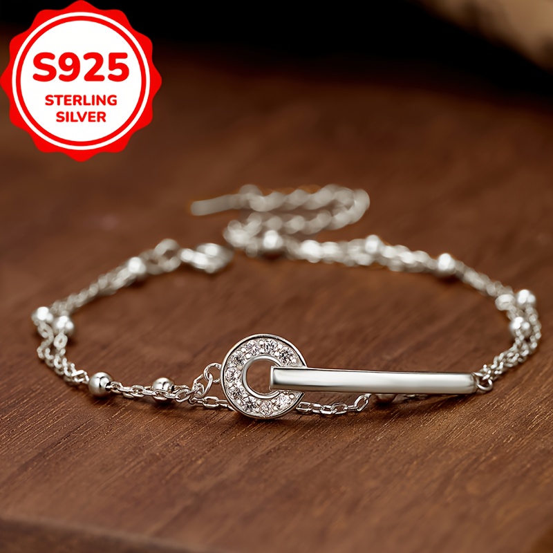 Women's S925 Sterling Silver Double-Layer Circular Ring Bracelet